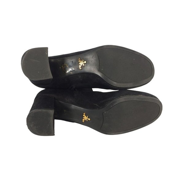 Prada Black Suede Ankle Boots Side Zip - Size 38.5 - Picture 2 of 10